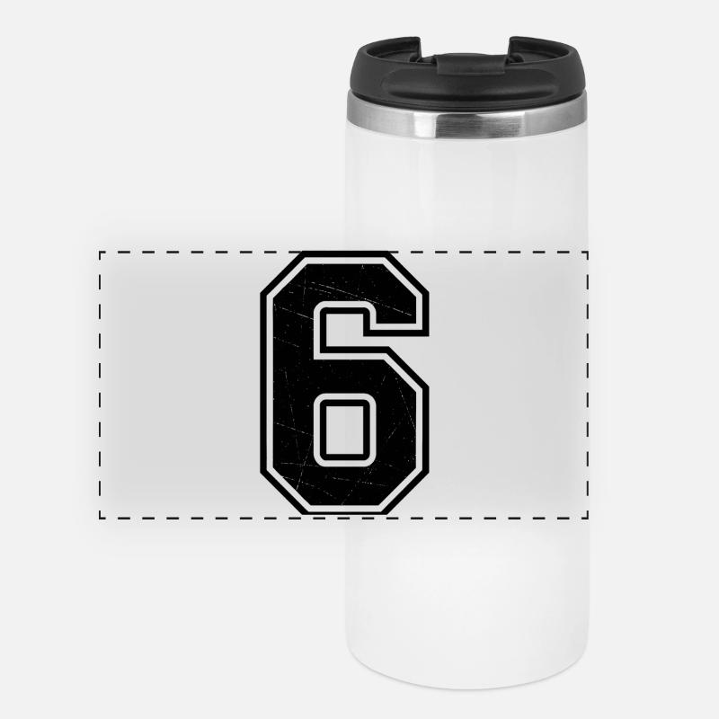 Crumpled Six Outline - Panoramic Thermal Cup - white