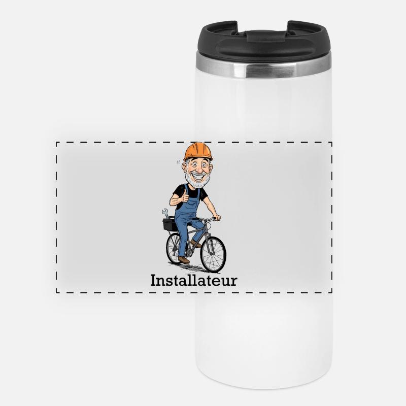 Construction Worker Bicycle Hero - Panoramic Thermal Cup - white