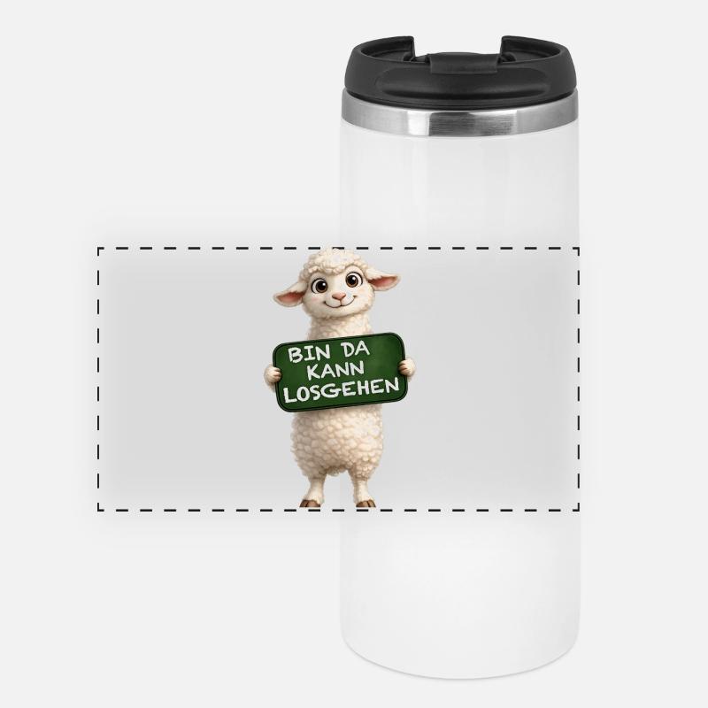 Brave Lamb Shield Motif - Panoramic Thermal Cup - white