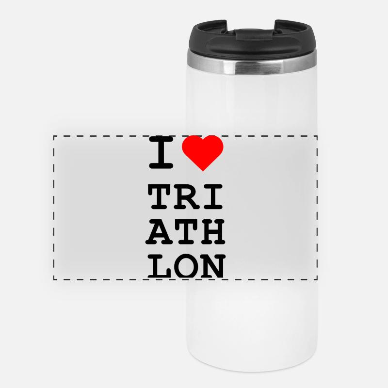 I Love Triathlon - Iconic Heart Design - Panoramic Thermal Cup - white