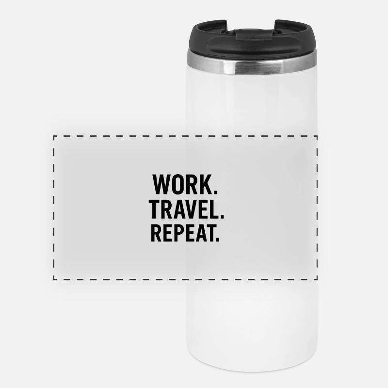 Work Travel Repeat – Adventure &amp; Backpacker Shirt - Panoramic Thermal Cup - white