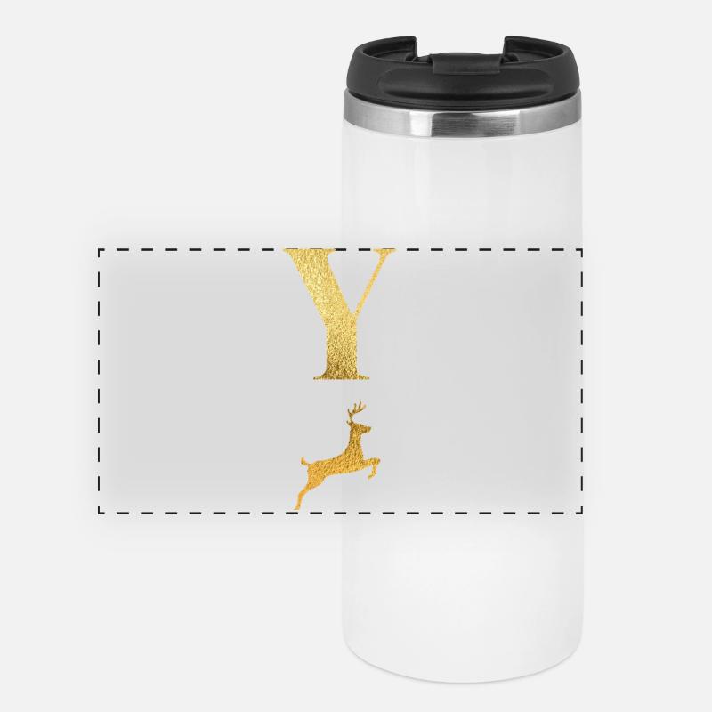 Lettre y cerf doré - idée cadeau - Mug isotherme panoramique - blanc