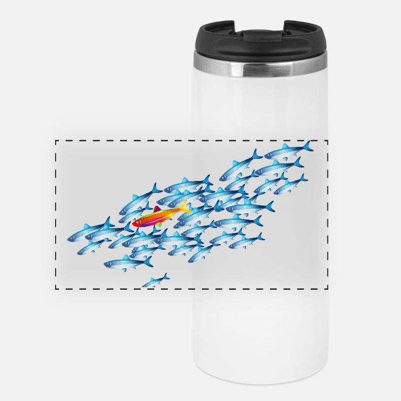 le poisson coloré dans l’essaim de poisson - Mug isotherme panoramique - blanc