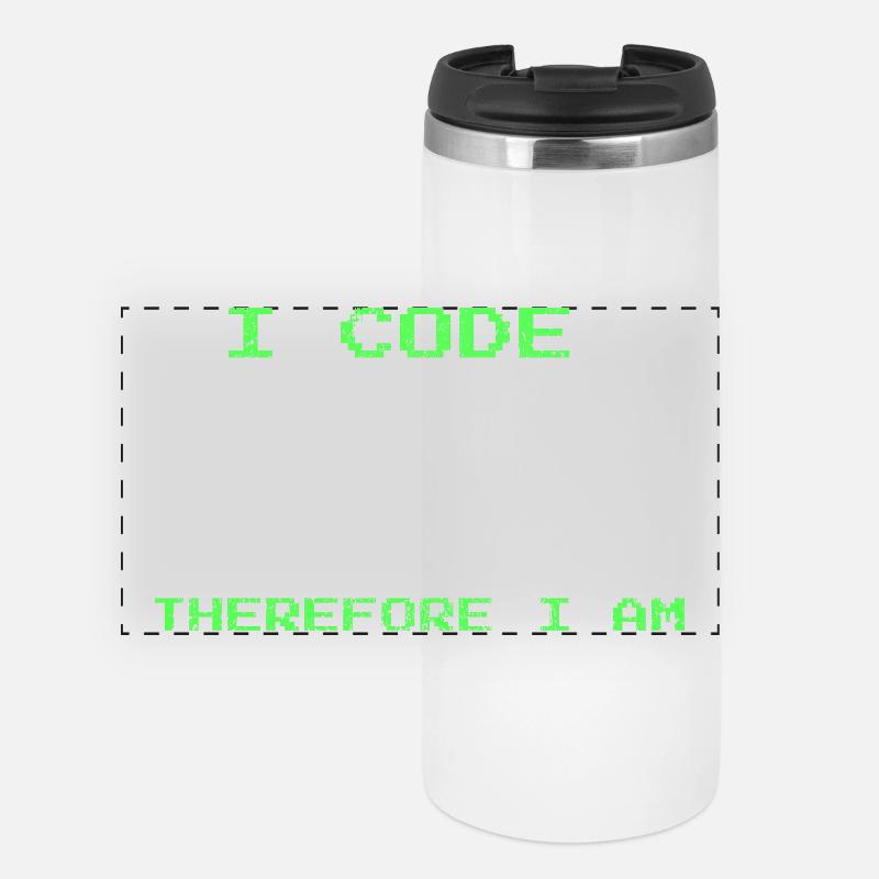 Ich programmiere, also bin ich – lustiges Entwickler-T-Shirt - Panorama Thermobecher - Weiß