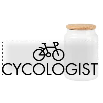 Cycologist - Panoramic Cookie Jar with Wooden Lid - white - Front