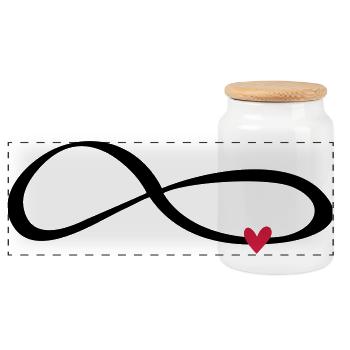 Infinity sign symbol gift love - Panoramic Cookie Jar with Wooden Lid - white - Front