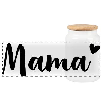 Mama Herz - Geschenkidee - Muttertag Geburtstag - Panorama Keksdose mit Holzdeckel - Weiß - Vorne