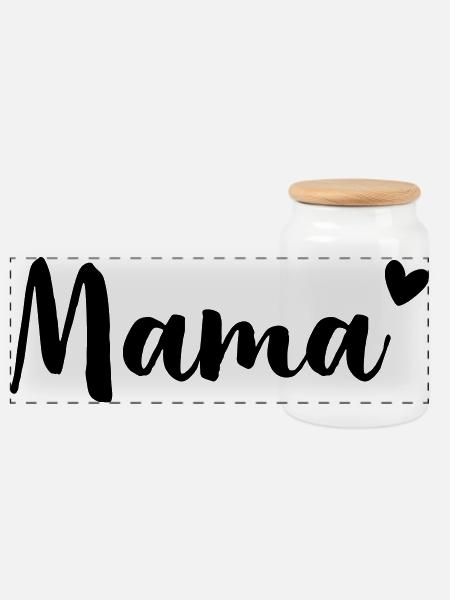 Mama Herz - Geschenkidee - Muttertag Geburtstag - Panorama Keksdose mit Holzdeckel - Weiß