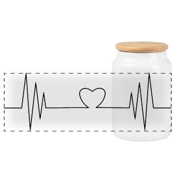 Battement de cœur avec le cœur - ECG Love Design - Boîte à biscuits avec couvercle en bois - blanc - Devant