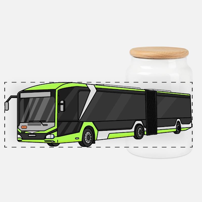 Bus, Schulbus, Busfahrer - Panorama Keksdose mit Holzdeckel - Weiß