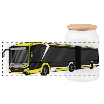 Bus - Boîte à biscuits avec couvercle en bois - blanc - Devant