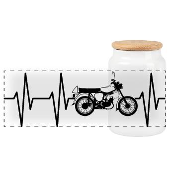 Simson s50 Heartbeat DDR Icône Icône Symbol Pulse - Boîte à biscuits avec couvercle en bois - blanc - Devant