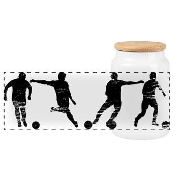 Soccer player sketch - Panoramic Cookie Jar with Wooden Lid - white - Front