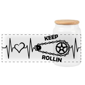 Heartbeat Bicycle Pulse Bicycle Chain Symbole Amour - Boîte à biscuits avec couvercle en bois - blanc - Devant