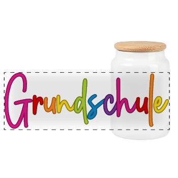 Grundschule - Panorama Keksdose mit Holzdeckel - Weiß - Vorne