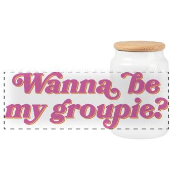 Wanna be my groupie? - Panorama Keksdose mit Holzdeckel - Weiß - Vorne