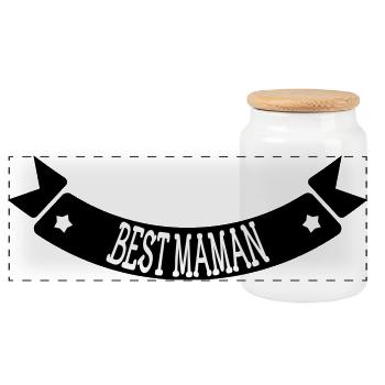 Best Mom - Mother's Day - Panoramic Cookie Jar with Wooden Lid - white - Front