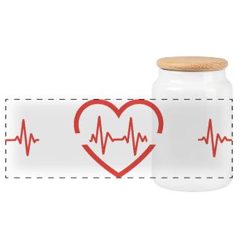 Rythme cardiaque avec fitness avec haltères - Boîte à biscuits avec couvercle en bois - blanc - Devant
