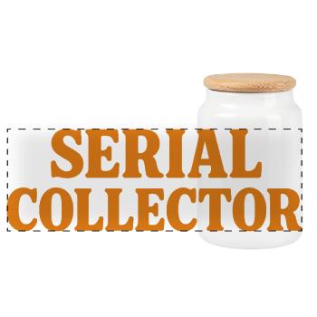 Serial Collector Humor Collector - Panoramic Cookie Jar with Wooden Lid - white - Front