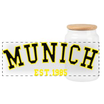 Munich_Est_1985 - Panorama Keksdose mit Holzdeckel - Weiß - Vorne