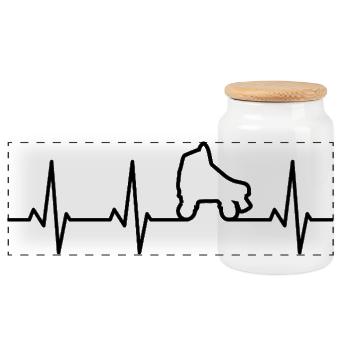Roller Skates ECG Heart Line - Panoramic Cookie Jar with Wooden Lid - white - Front