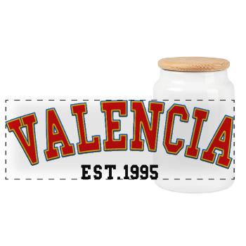 Valencia Est.1995 - Panoramic Cookie Jar with Wooden Lid - white - Front