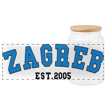 Zagreb Est.2005 - Boîte à biscuits avec couvercle en bois - blanc - Devant