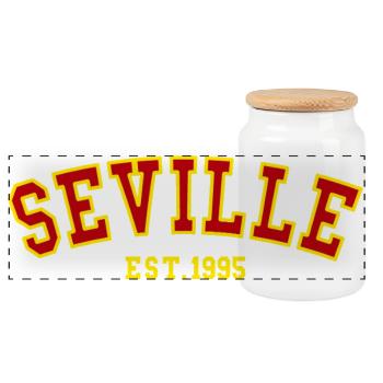 Sevilla Est.1995 - Panorama Keksdose mit Holzdeckel - Weiß - Vorne