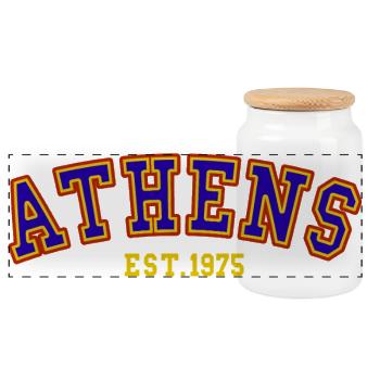 Athen Est.1975 - Panorama Keksdose mit Holzdeckel - Weiß - Vorne
