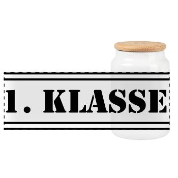1st class - Panoramic Cookie Jar with Wooden Lid - white - Front