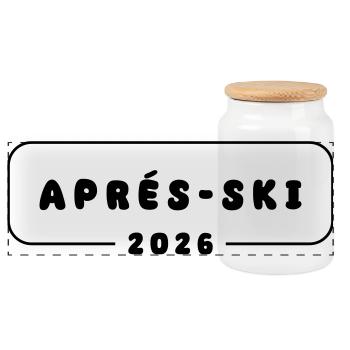 Après-ski 2026 - Boîte à biscuits avec couvercle en bois - blanc - Devant