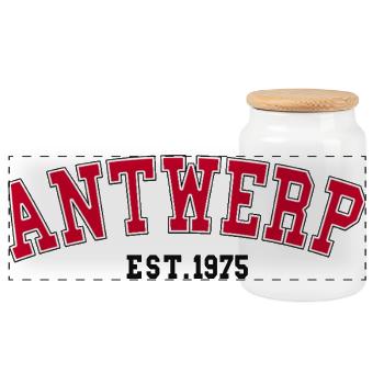 Anvers Est. 1975 - Boîte à biscuits avec couvercle en bois - blanc - Devant