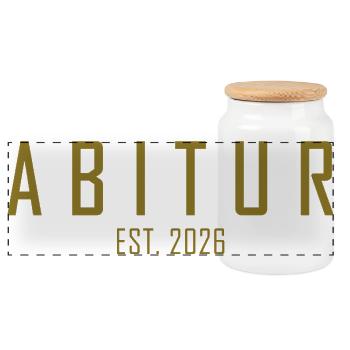 Abitur 2026 - Panoramic Cookie Jar with Wooden Lid - white - Front