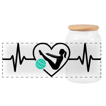 Pilates Heart Femme Silhouette Fitness Training - Boîte à biscuits avec couvercle en bois - blanc - Devant