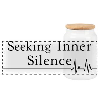 Seeking Inner Silence - Panoramic Cookie Jar with Wooden Lid - white - Front
