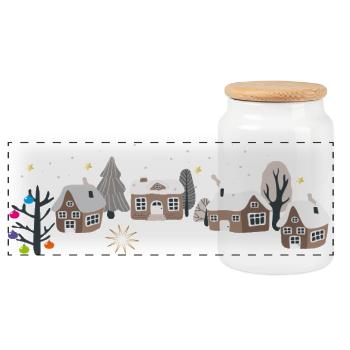 Weiße Weihnachten - Panorama Keksdose mit Holzdeckel - Weiß - Vorne