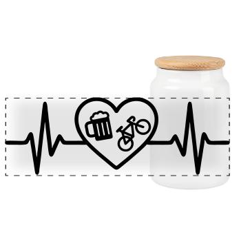 Bière Bicycle Heart - Boîte à biscuits avec couvercle en bois - blanc - Devant