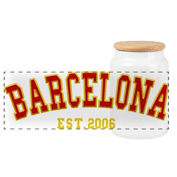 Barcelona Est. 2006 - Panoramic Cookie Jar with Wooden Lid - white - Front