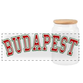 Budapest Fondée en 1986 - Boîte à biscuits avec couvercle en bois - blanc - Devant