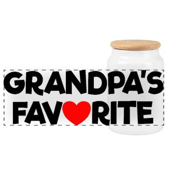 Favorite grandchild Red heart Grandpa's favorite - Panoramic Cookie Jar with Wooden Lid - white - Front