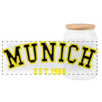 Munich Est. 1966 - Panoramic Cookie Jar with Wooden Lid - white - Front