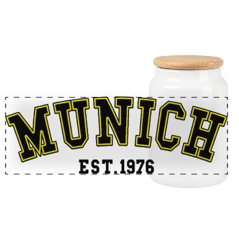 Munich Est. 1976 - Panoramic Cookie Jar with Wooden Lid - white - Front