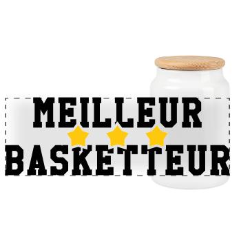 Bester Basketballspieler - Panorama Keksdose mit Holzdeckel - Weiß - Vorne