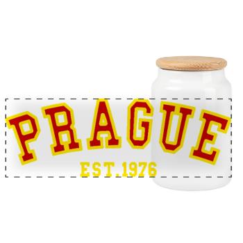 Prague Est. 1976 - Panoramic Cookie Jar with Wooden Lid - white - Front