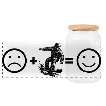 Motif de snowboard pour les vrais amoureux - Boîte à biscuits avec couvercle en bois - blanc - Devant