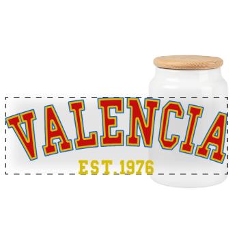 Valence Fondée en 1976 - Boîte à biscuits avec couvercle en bois - blanc - Devant