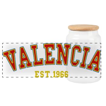 Valence Fondée en 1966 - Boîte à biscuits avec couvercle en bois - blanc - Devant