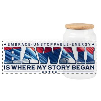 Hawaii ist der Ort, an dem meine Geschichte begann - Panorama Keksdose mit Holzdeckel - Weiß - Vorne