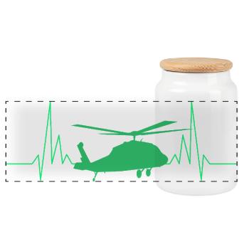 Hubschrauber Herzschlag Ekg - Panorama Keksdose mit Holzdeckel - Weiß - Vorne