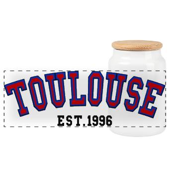 Toulouse Est. 1996 - Panoramic Cookie Jar with Wooden Lid - white - Front